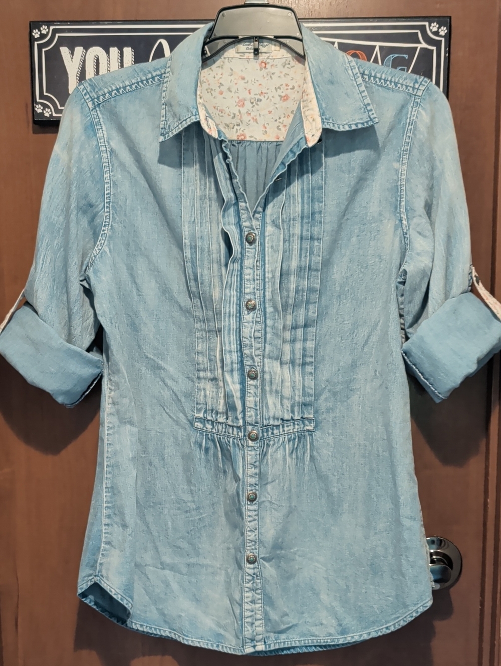 Tasha Polizzi Light Blue Denim Button-Down Shirt